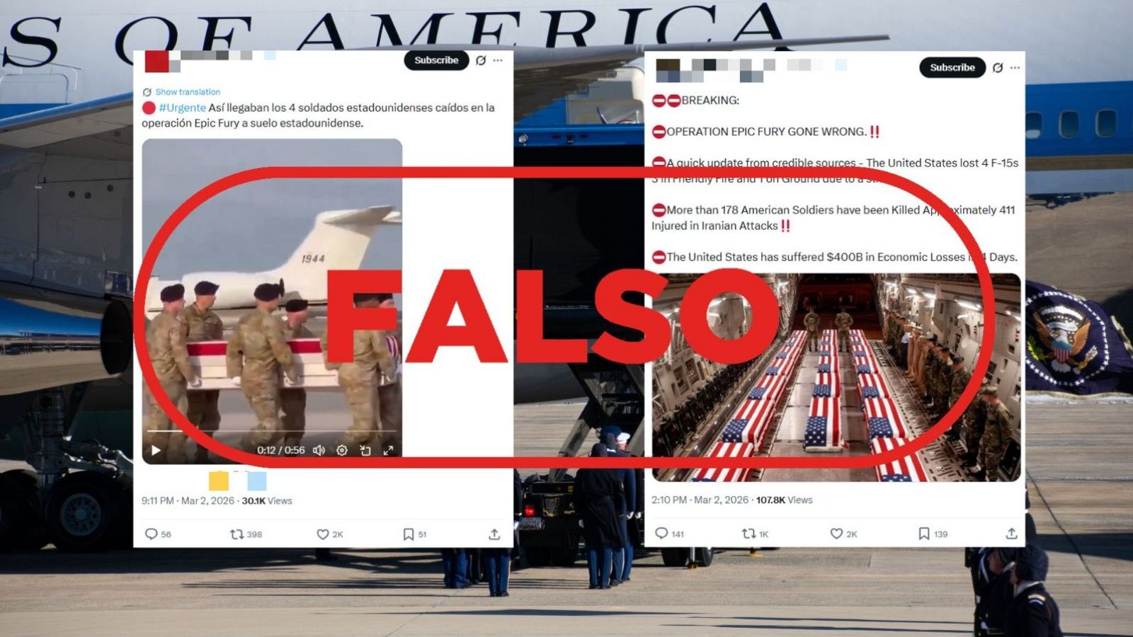 Estas imágenes de féretros de militares de Estados Unidos no corresponden al ataque a Irán