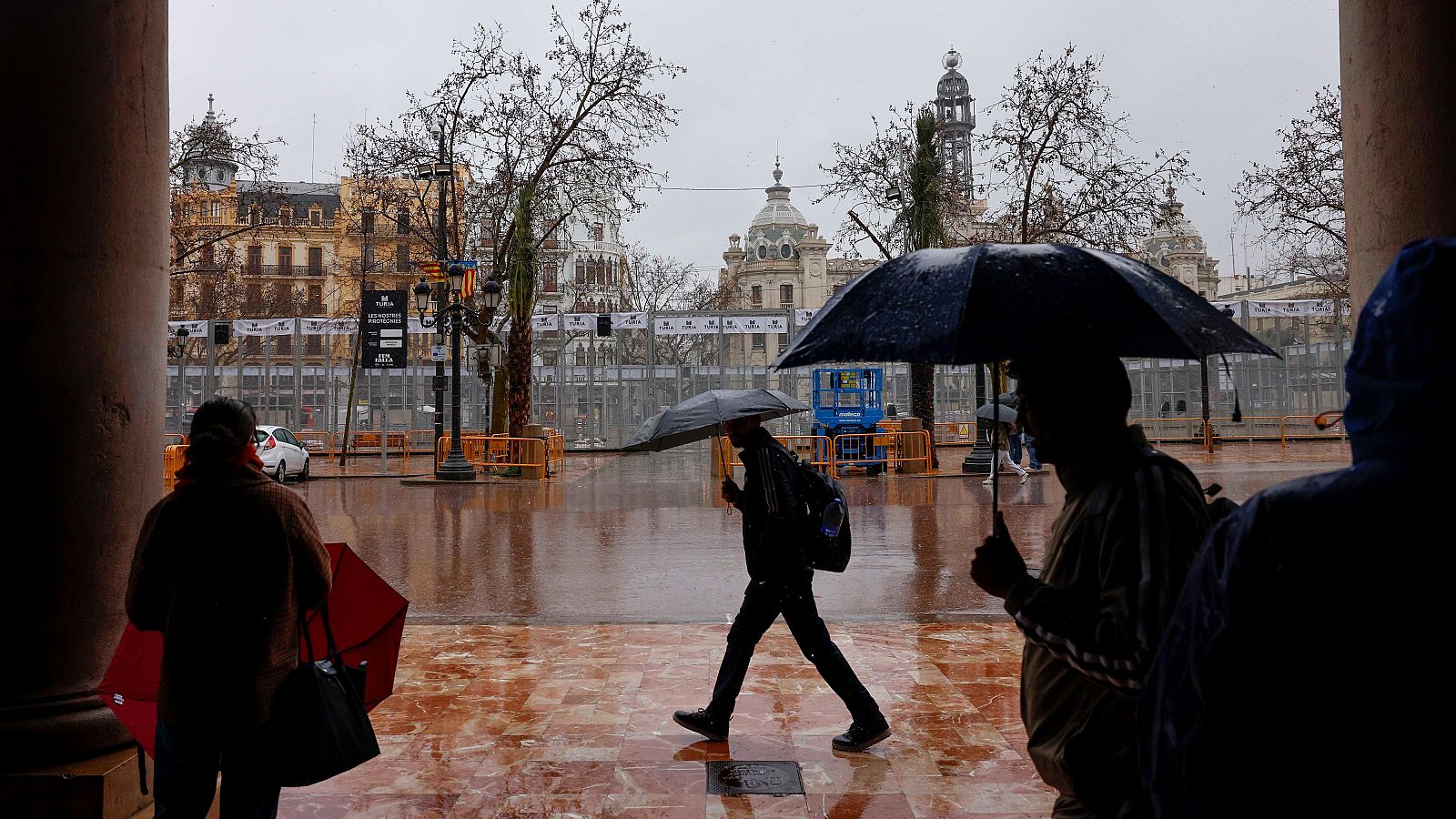Lluvia durante las Fallas en Valencia