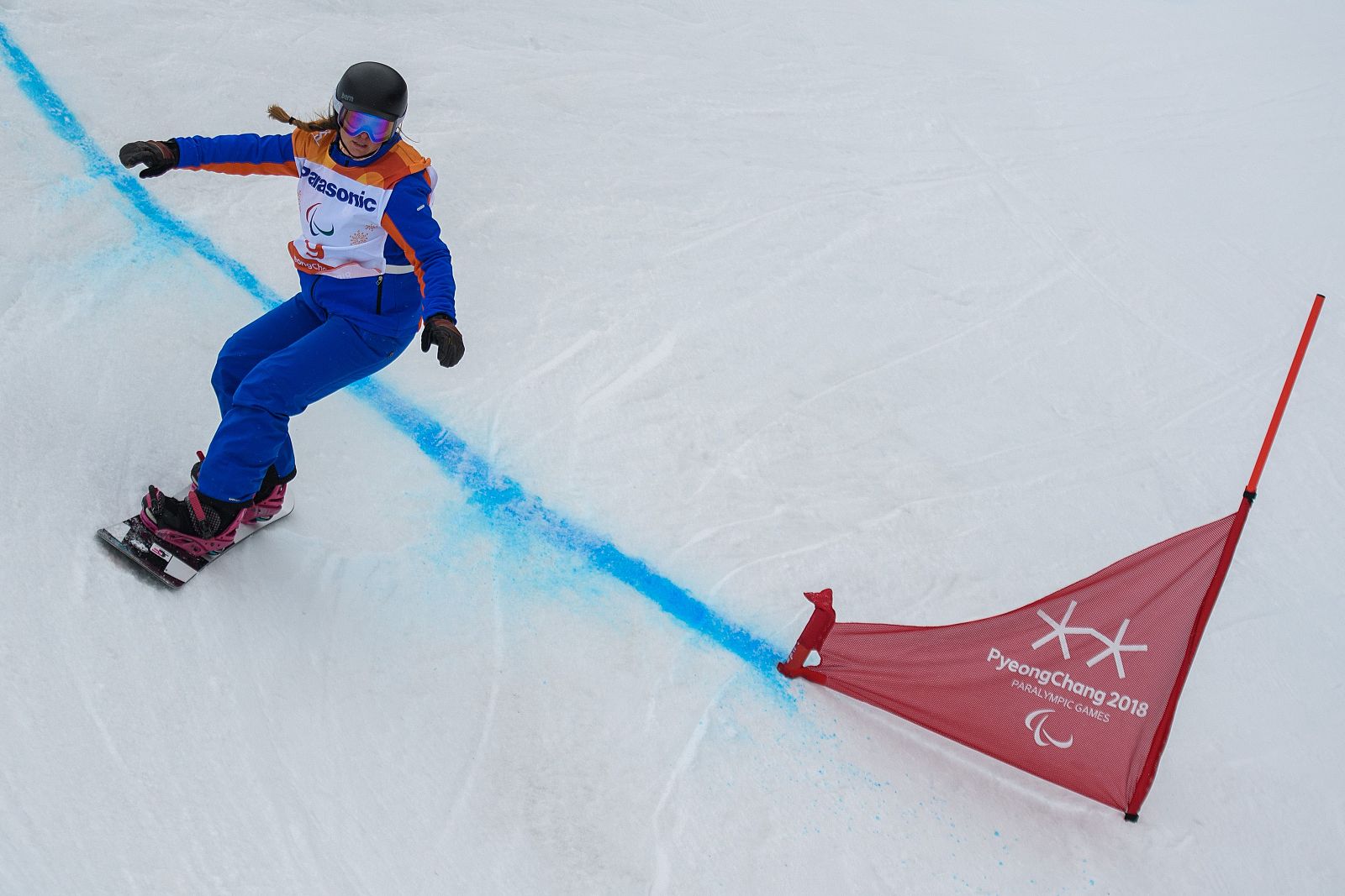 Astrid Fina durante la prueba de eslalon
