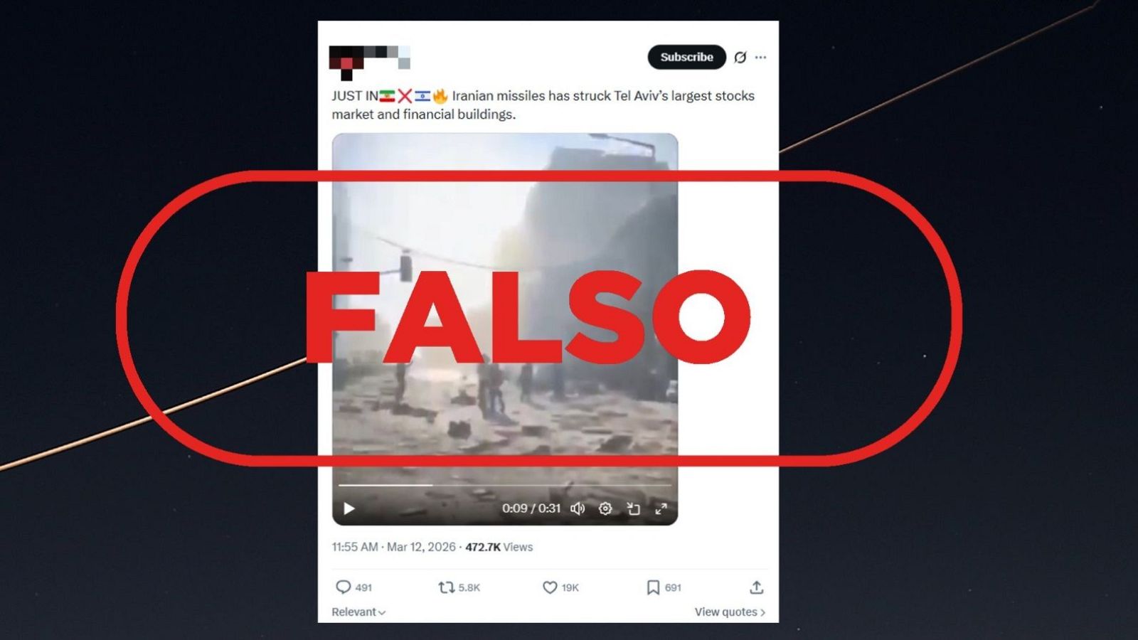 No es Tel Aviv tras un ataque iraní actual, es un vídeo de 2025