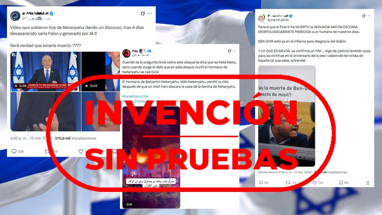 No hay pruebas de que Netanyahu, su hermano y Ben Gvir hayan muerto