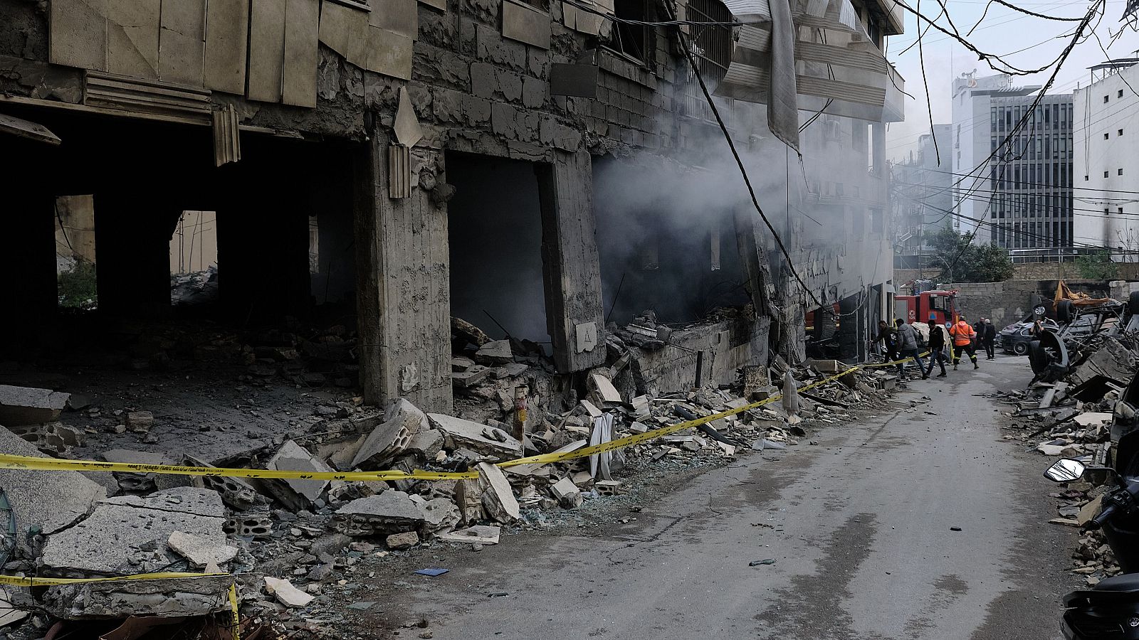 Estado en que han quedado varias viviendas del barrio de Bachoura, en Beirut, tras los bombardeos israelíes.