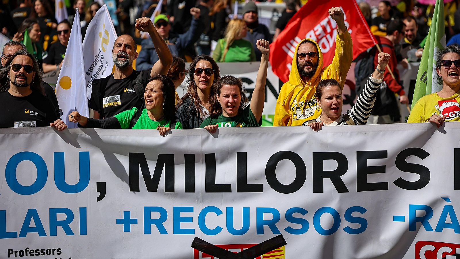 Manifestació dels docents a la Via Laietana de Barcelona