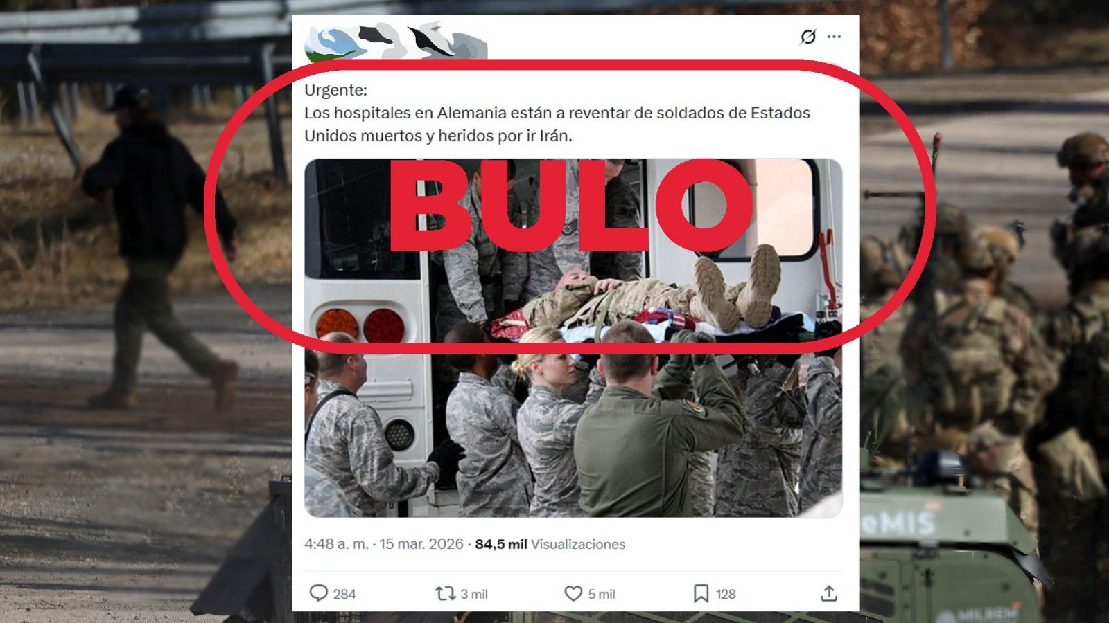 No es un militar herido actualmente por Irán, es una foto antigua