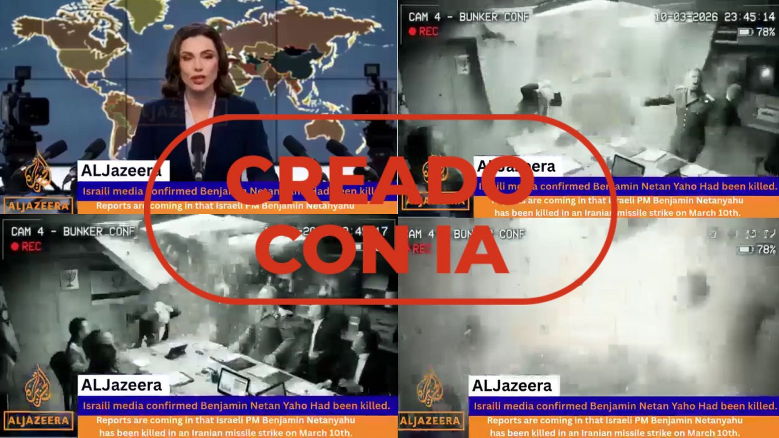 Bulo: vídeo ultrafalso con IA de la muerte de Benjamín Netanyahu en Irán