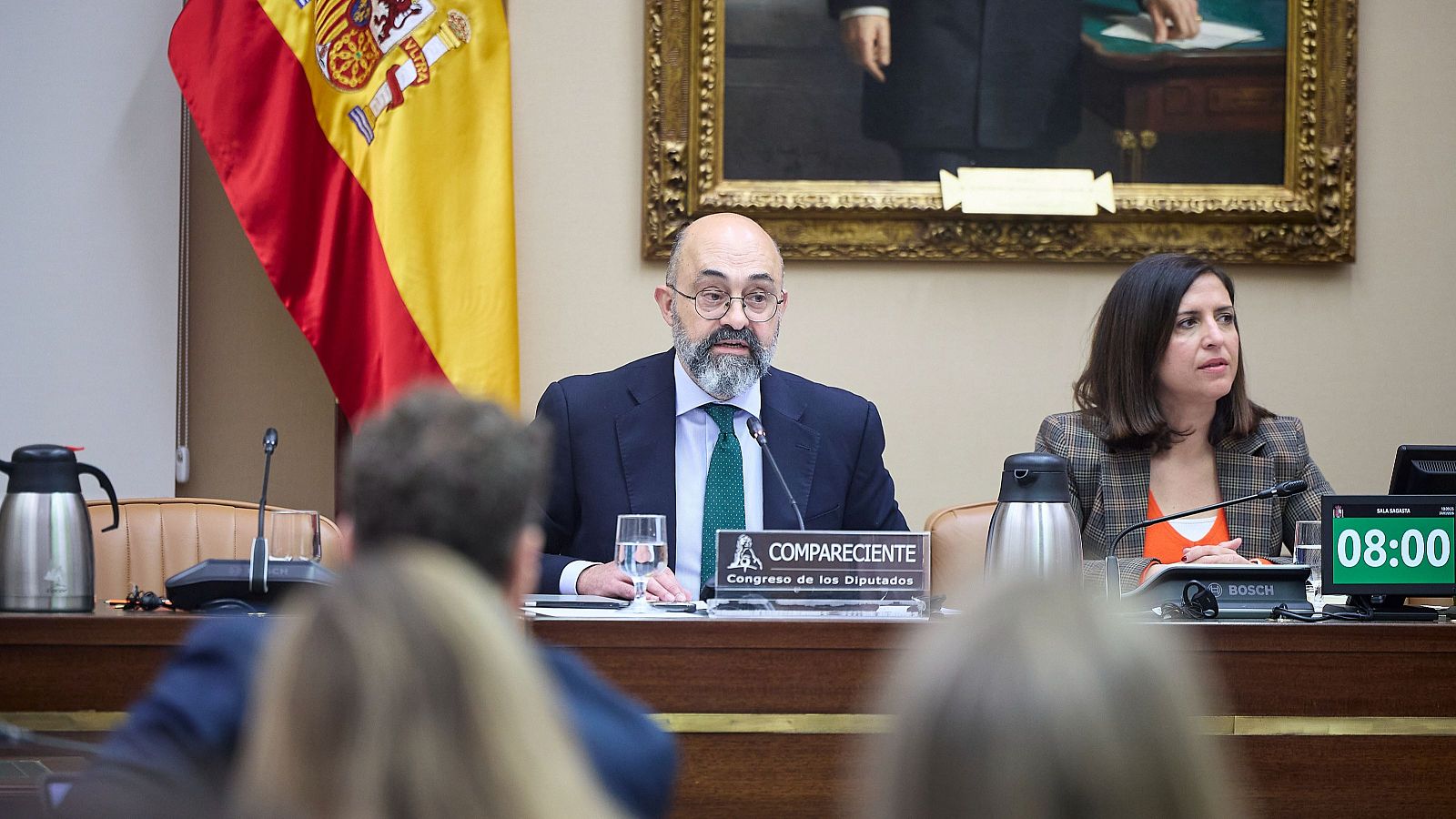 El presidente de Adif, Luis Pedro Marco de la Peña, durante su intervención en el Congreso.