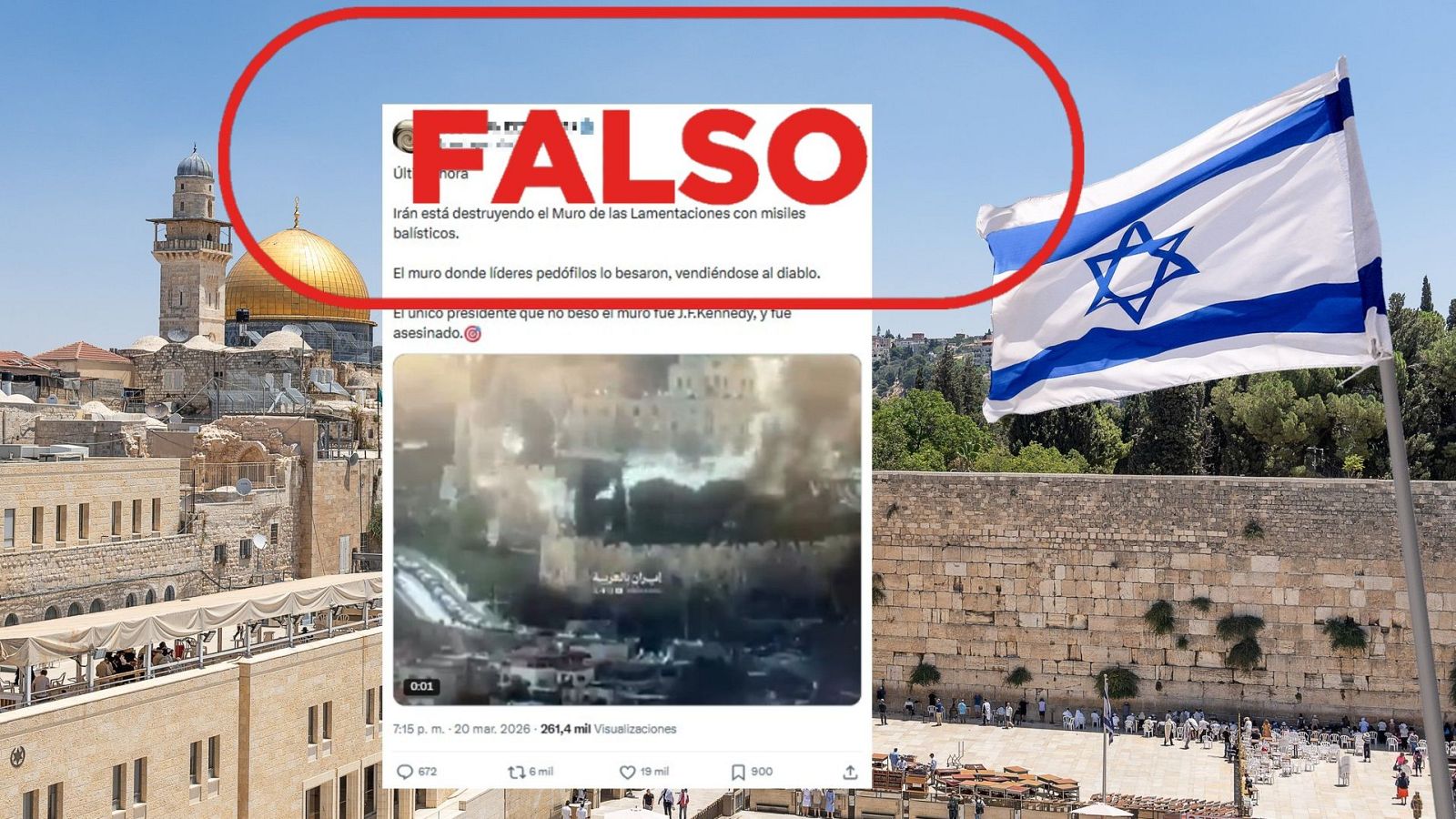 Este misil no impactó en el Muro de las Lamentaciones