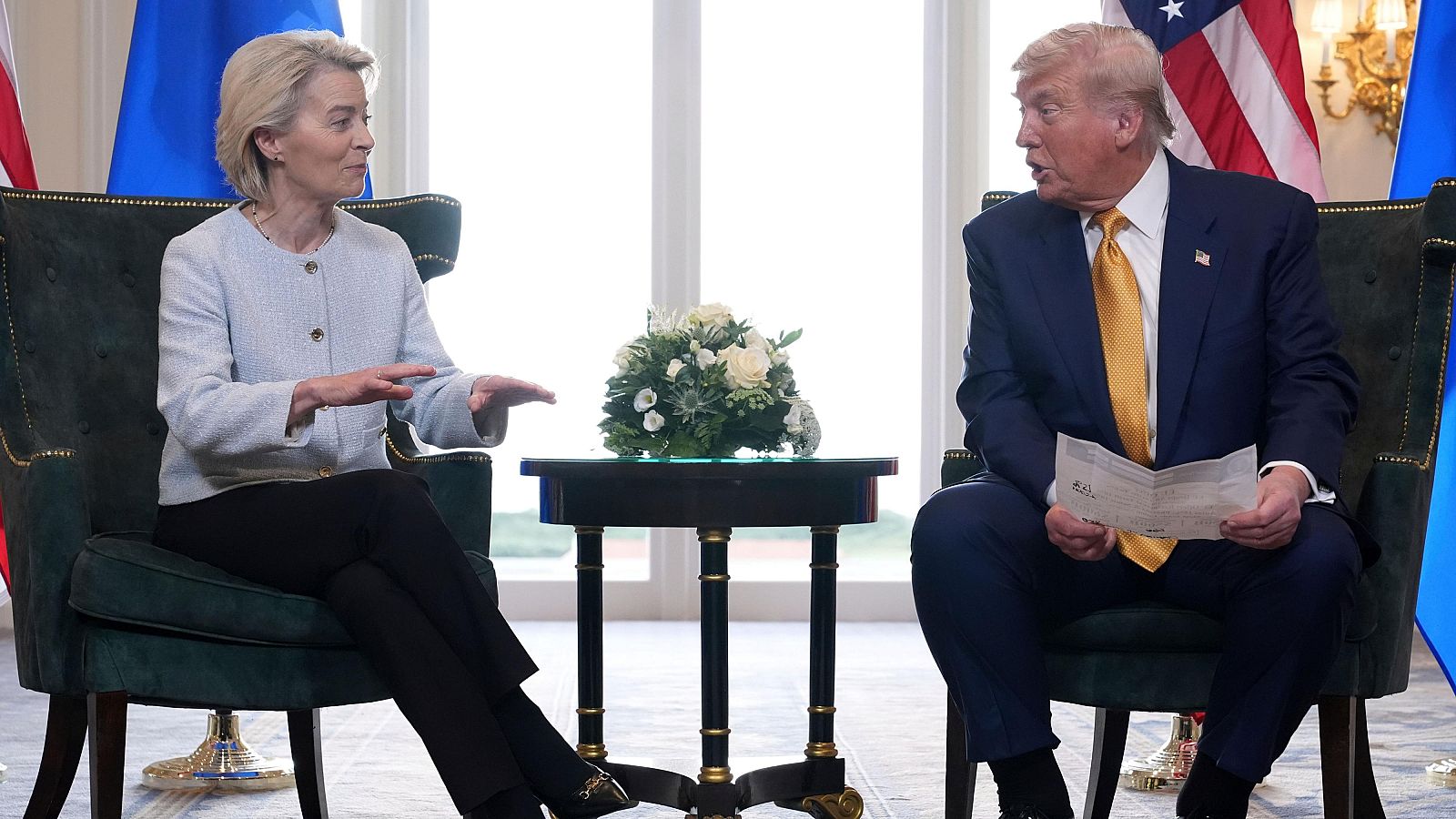 Trump y Von der Leyen en Escocia. La crisis de Irán pone a prueba la unidad de la UE.