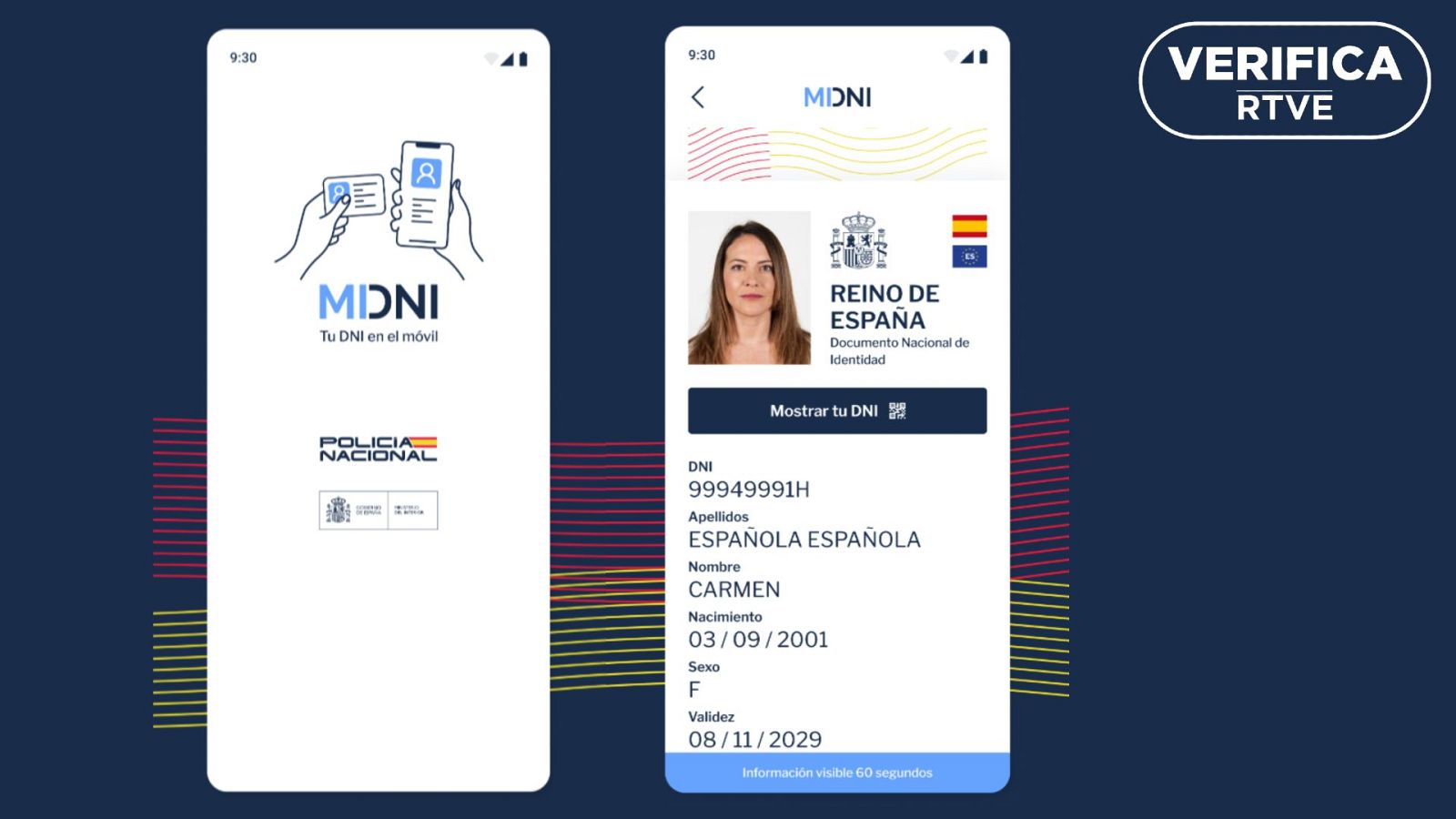 Imágenes de la aplicación MiDNI alojadas en Google Play