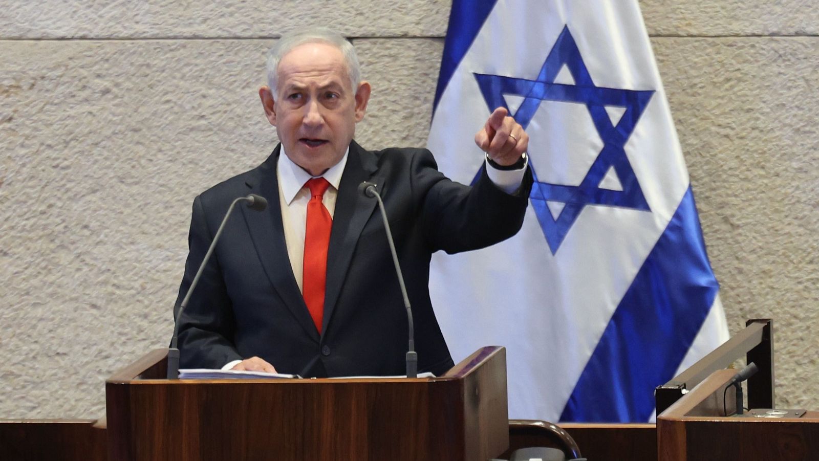 Fotografía de archivo del 2 de febrero de 2026 del primer ministro de Israel, Benjamín Netanyahu, pronunciando un discurso en Jerusalén (Israel).
