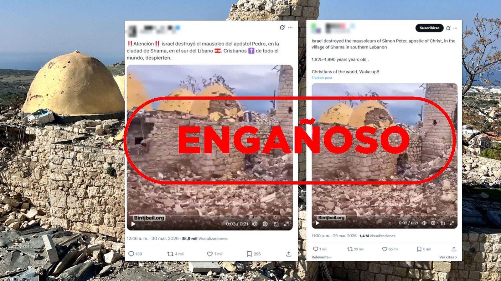 Israel no ha destruido ahora este mausoleo en Líbano, es un vídeo de 2024