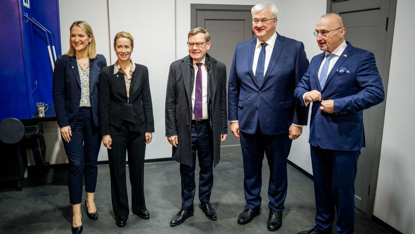 Fotografía de la reunión en Kiev en la que aparecen Andrii Sybiha, Kaja Kallas, el Ministro de Asuntos Exteriores alemán, Johann Wadephul y el Ministro de Asuntos Exteriores croata, Gordan Grlic-Radman