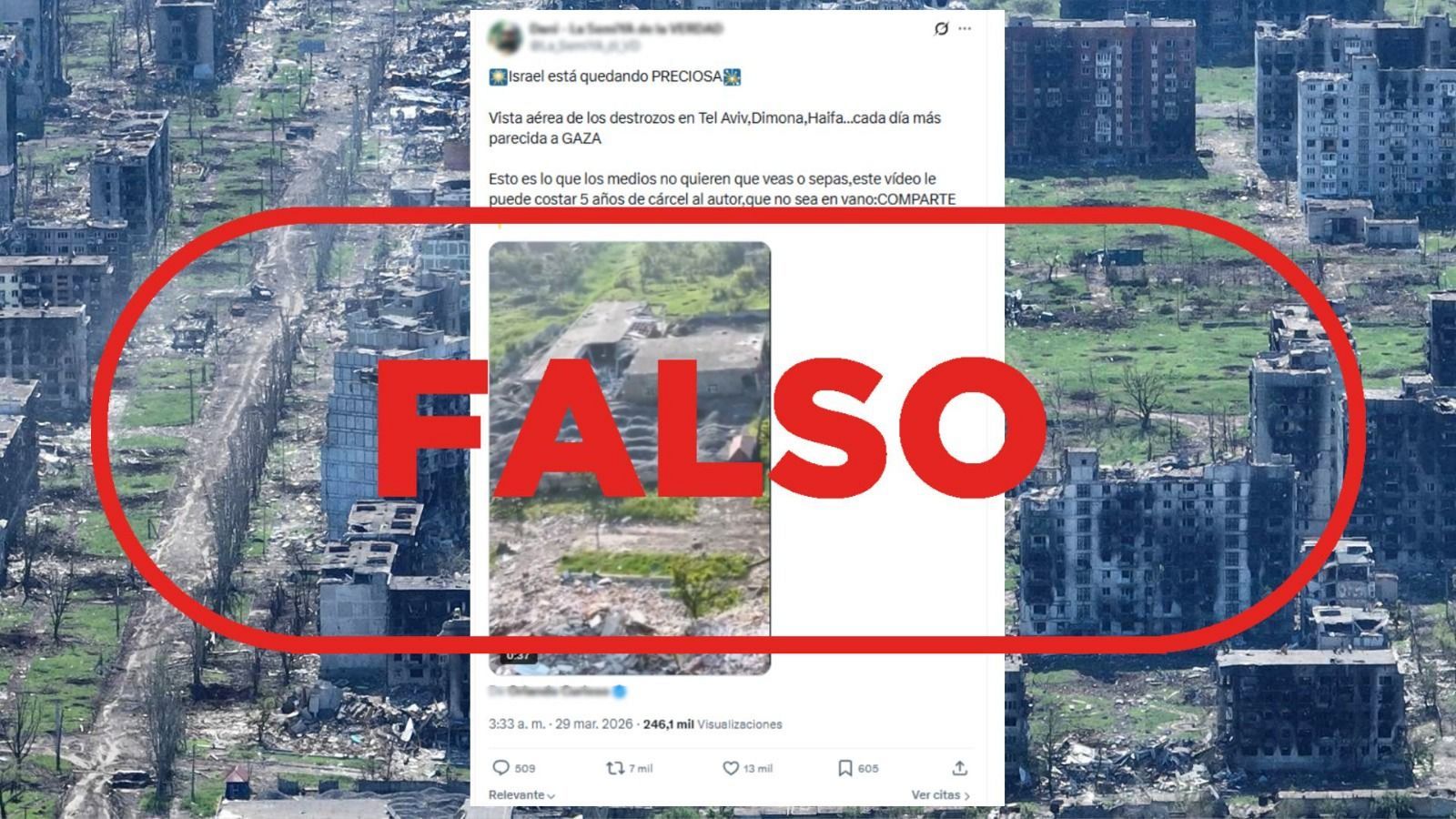 No es "la destrucción de Israel", es un vídeo de Ucrania en 2023