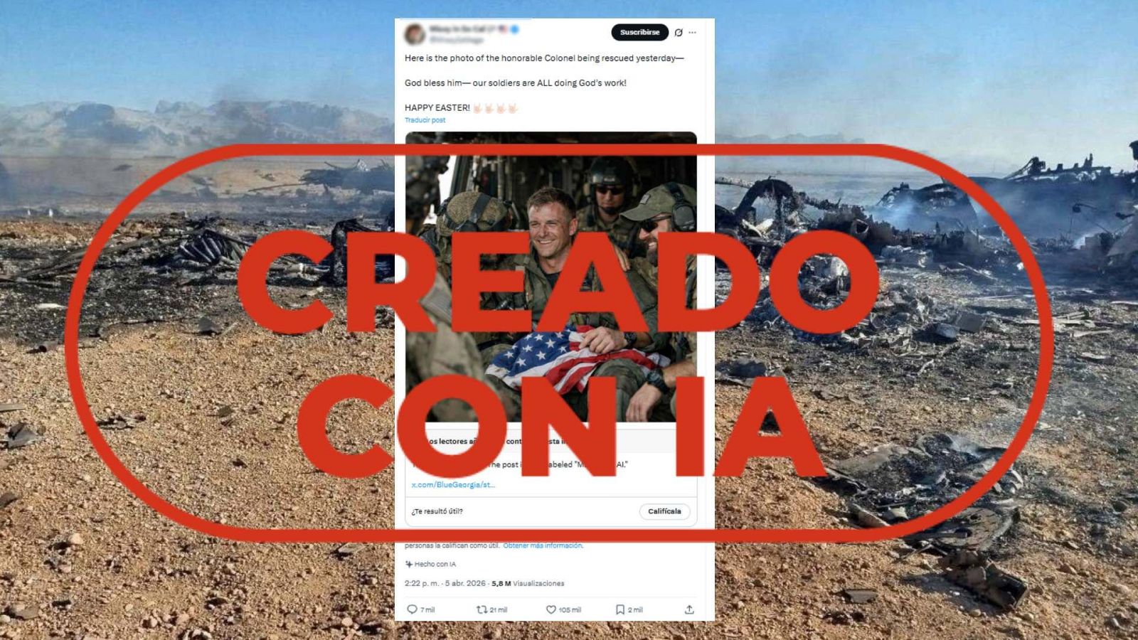 No es un soldado estadounidense rescatado en Irán, es IA