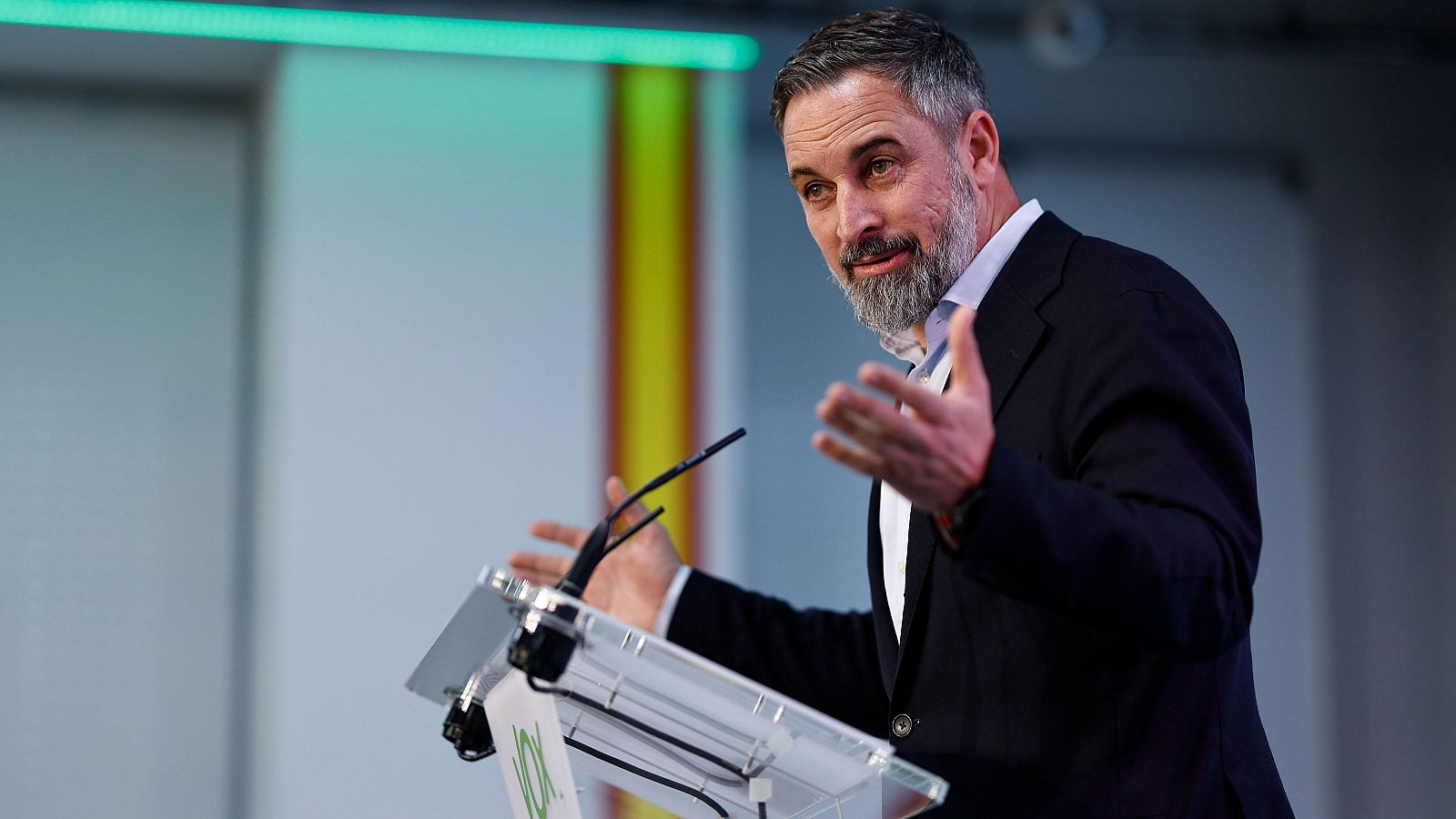 Rueda de prensa del líder de Vox, Santiago Abascal, el pasado 16 de marzo