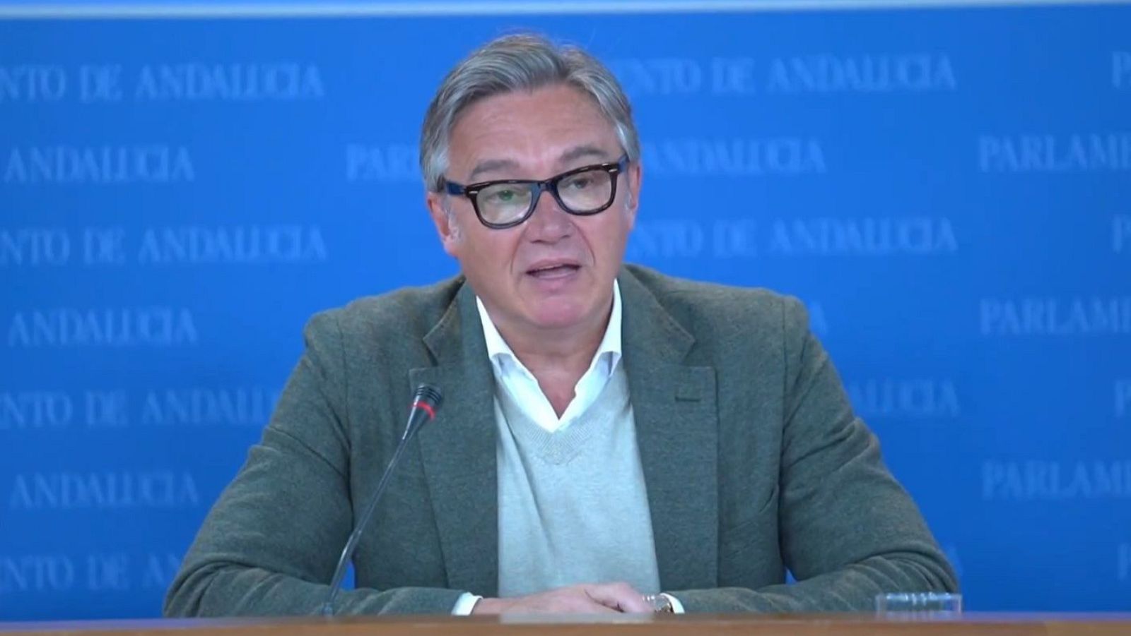 Manuel Gavira, candidato de Vox, durante una intervención en el Parlamento de Andalucía.