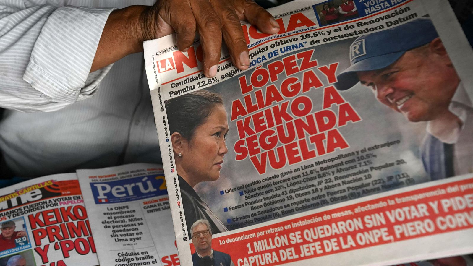La derecha se afianza en Perú con el triunfo de Keiko Fujimori, que irá a segunda vuelta ante el ultraconservador López Aliaga