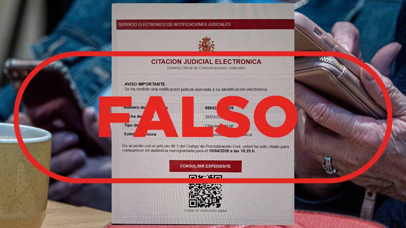 La Administración de Justicia no envía esta “citación judicial” con un código QR, es un fraude
