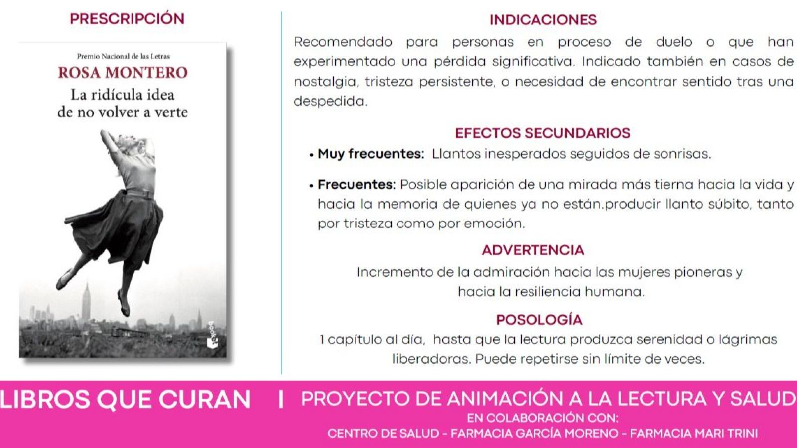 Receta del libro de Rosa Montero 'La ridícula idea de no volver a verte'