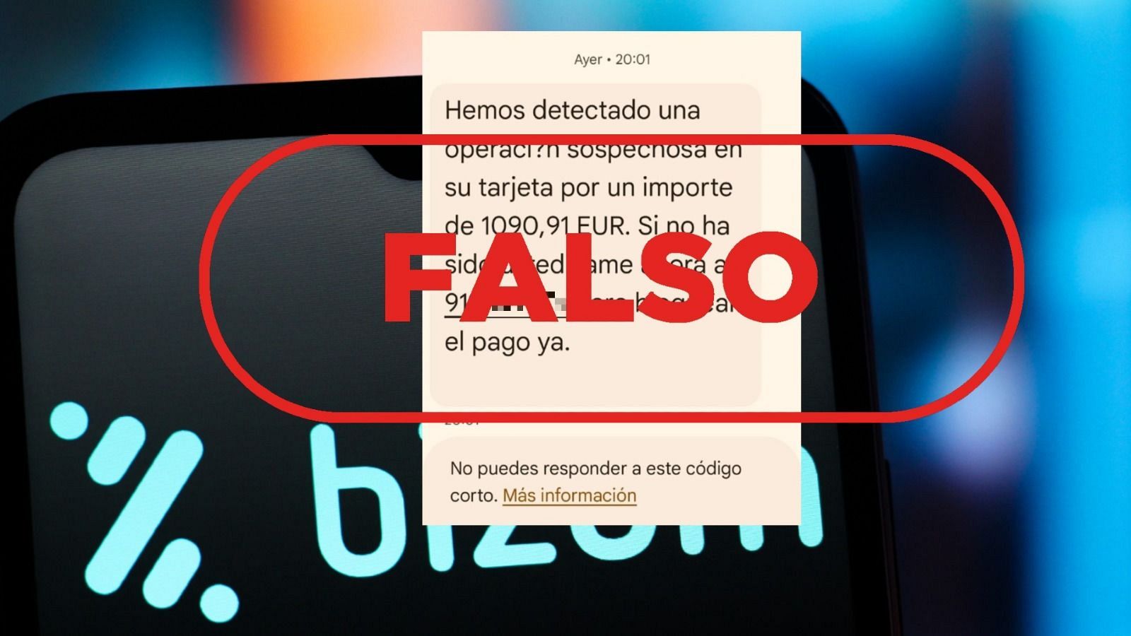 Bizum no envía este SMS sobre actividad sospechosa en tu tarjeta, es un fraude