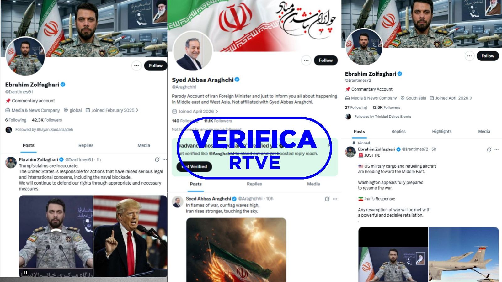 No son cuentas oficiales del portavoz y del ministro de Exteriores de Irán