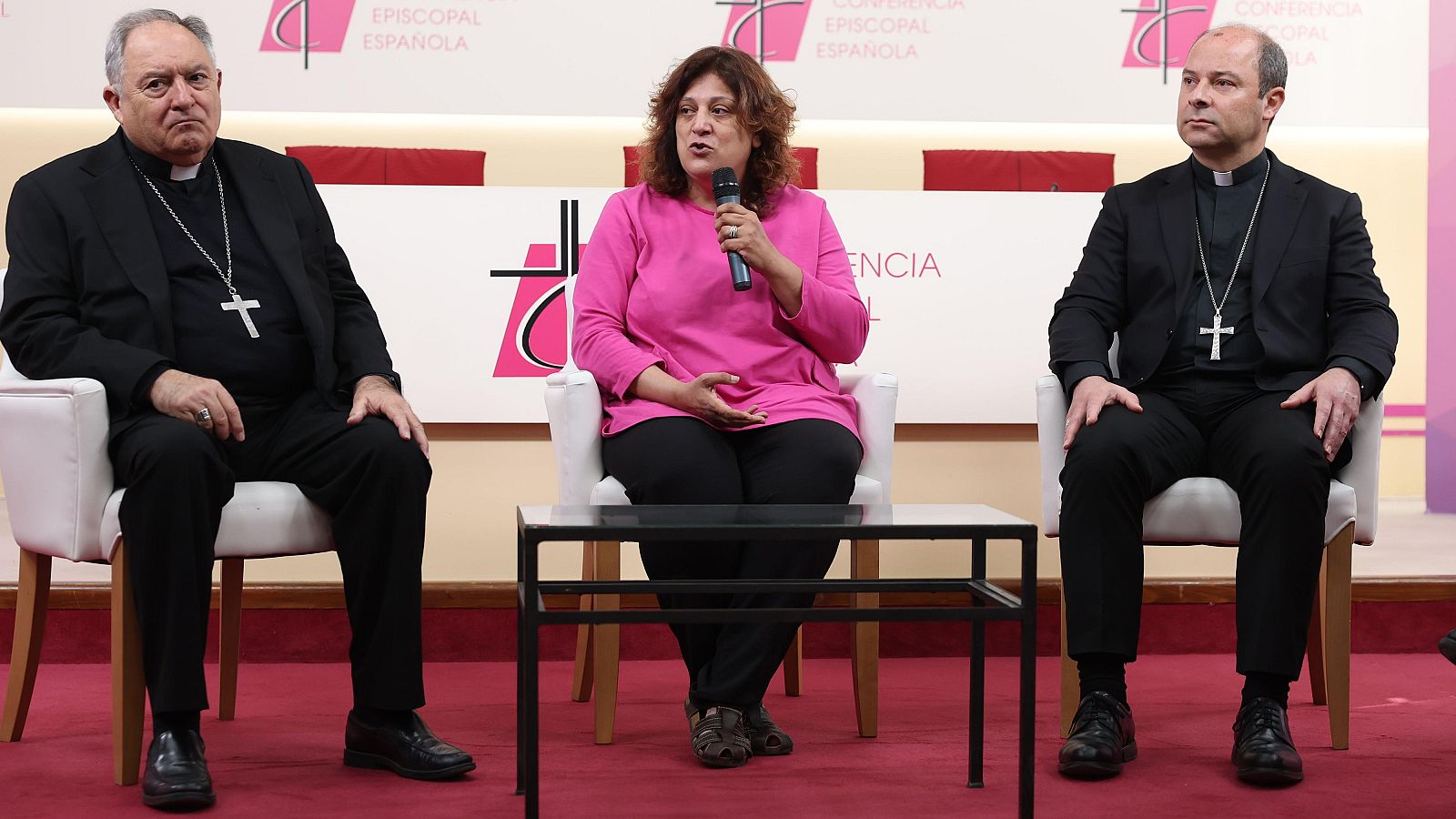 Caya Suárez, Eloy de Santiago y José Mazuelos comparecen ante los medios en la CEE para hablar de la crisis migratoria en Canarias.