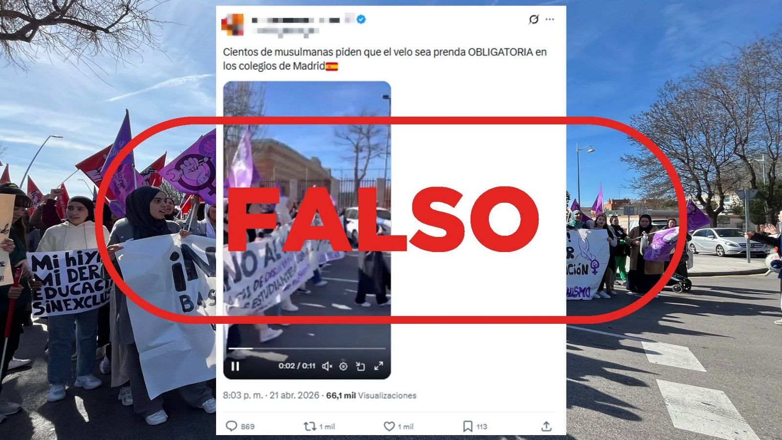 No son musulmanas exigiendo el uso de velo obligatorio en los colegios de
Madrid, es una protesta contra el racismo