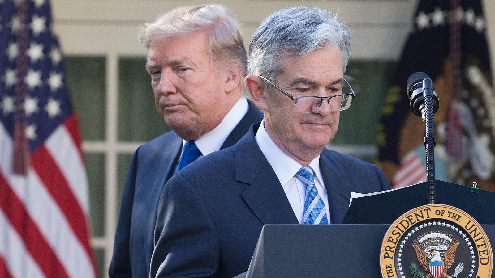 El presidente de Estados Unidos, Donald Trump y el presidente de la Reserva Federal (Fed), Jerome Powell en una imagen de archivo.