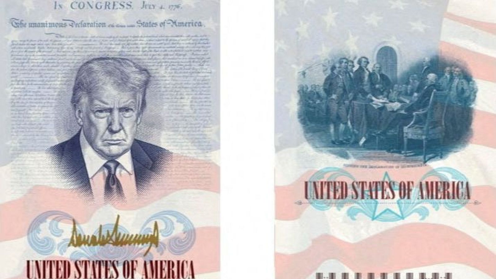 Estados Unidos diseña un pasaporte con la imagen de Trump