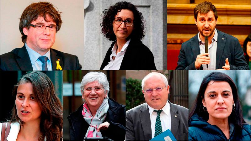 Así está la situación judicial de los siete políticos independentistas huidos de España