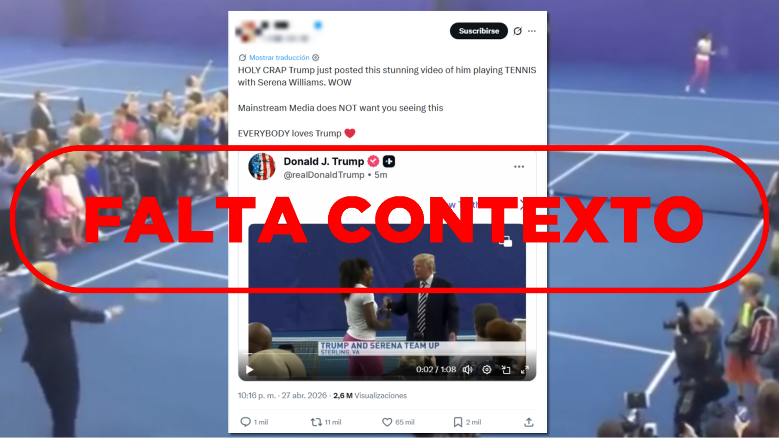 No son Trump y Serena Williams jugando al tenis en la actualidad