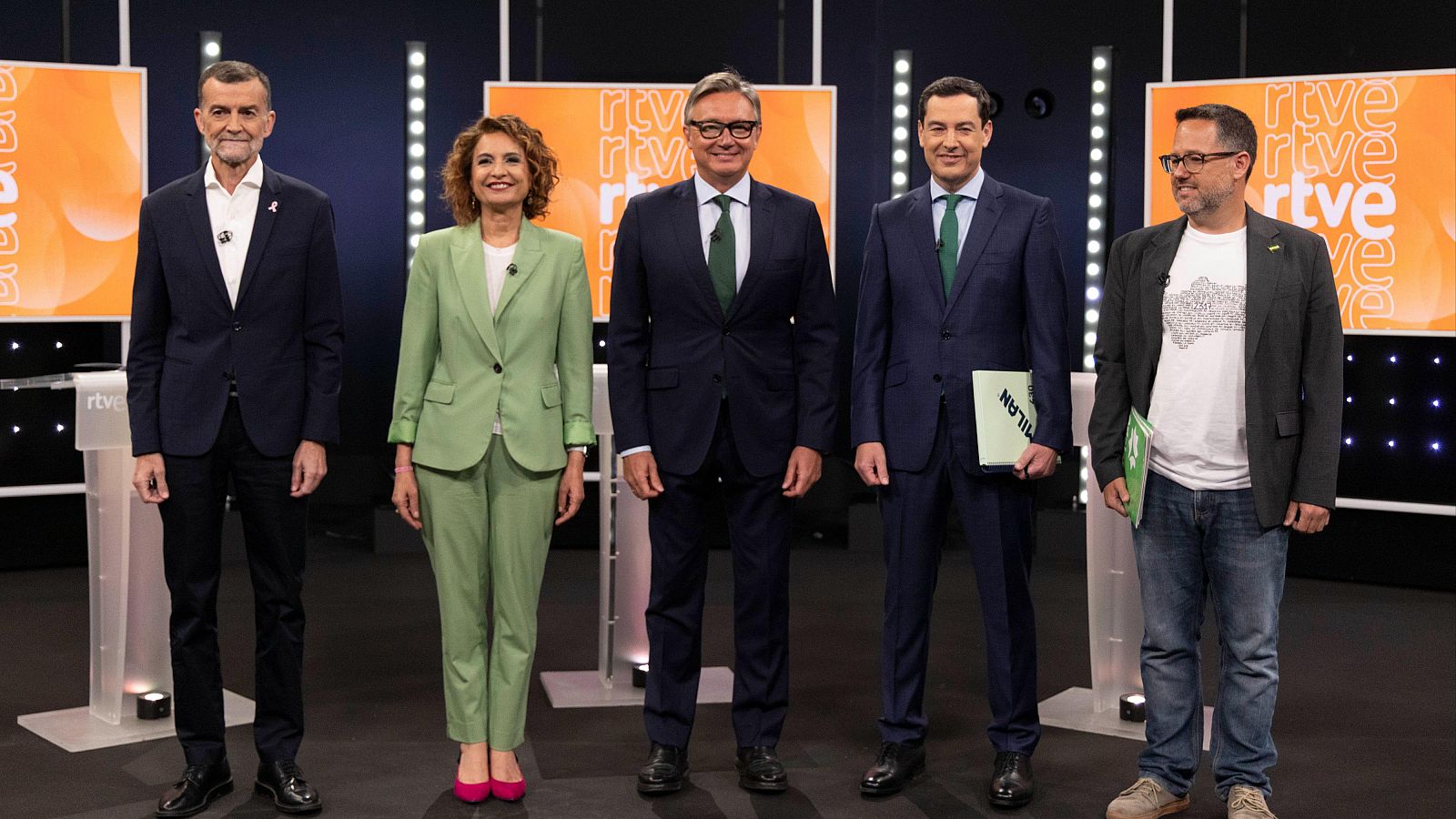 Los cinco candidatos a presidir la Junta de Andalucía en el debate de RTVE