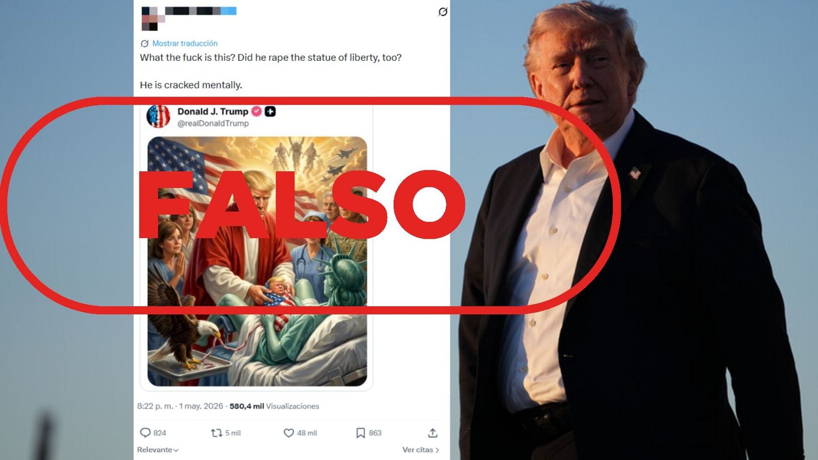 Trump no ha publicado esta imagen de la Estatua de la Libertad, es falso