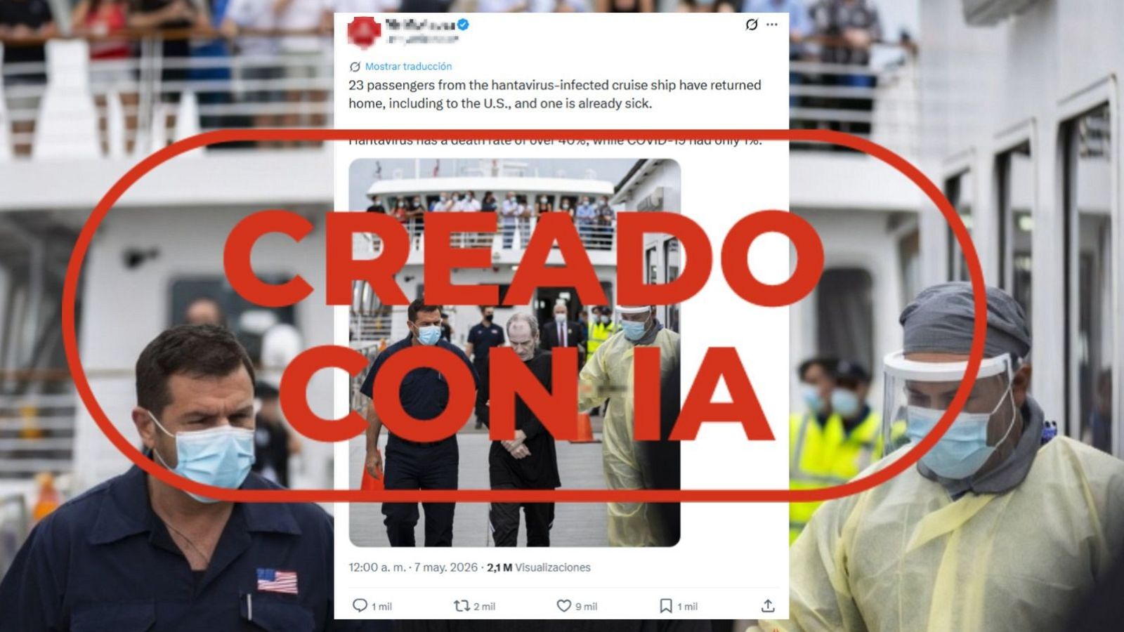 No es una persona infectada de hantavirus evacuada de un barco, es IA