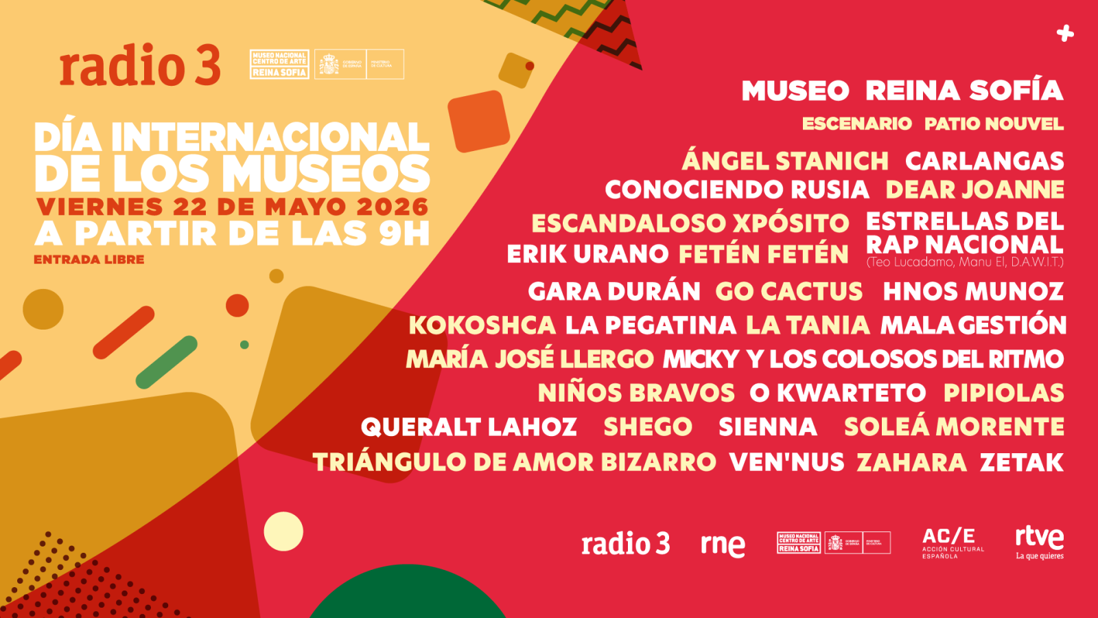 Radio 3 celebra el Día Internacional de los Museos 2026 con doce horas de música y cultura en el Museo Reina Sofía