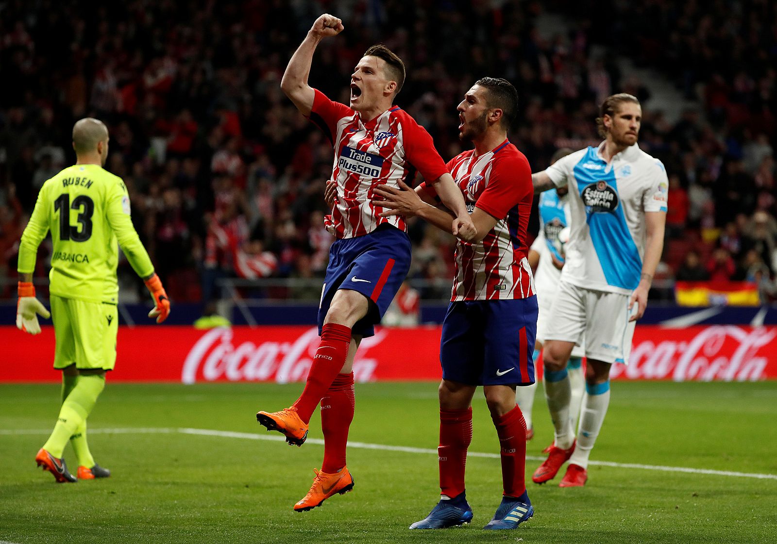 Kevin Gameiro celebra el único gol del partido ante el Deportivo.