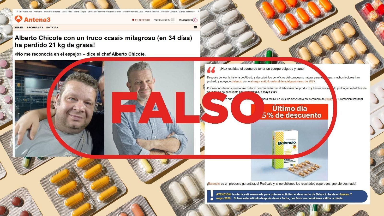 Alberto Chicote no promociona estas cápsulas quemagrasas, esta web es falsa