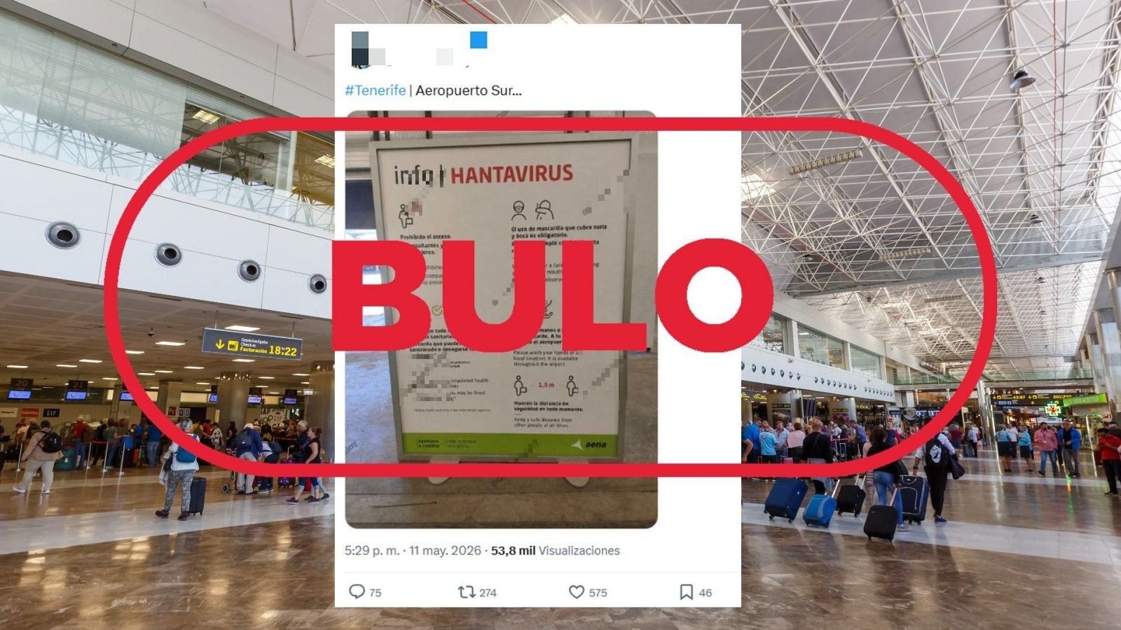 No es un cartel de Aena sobre el hantavirus en Tenerife, es IA