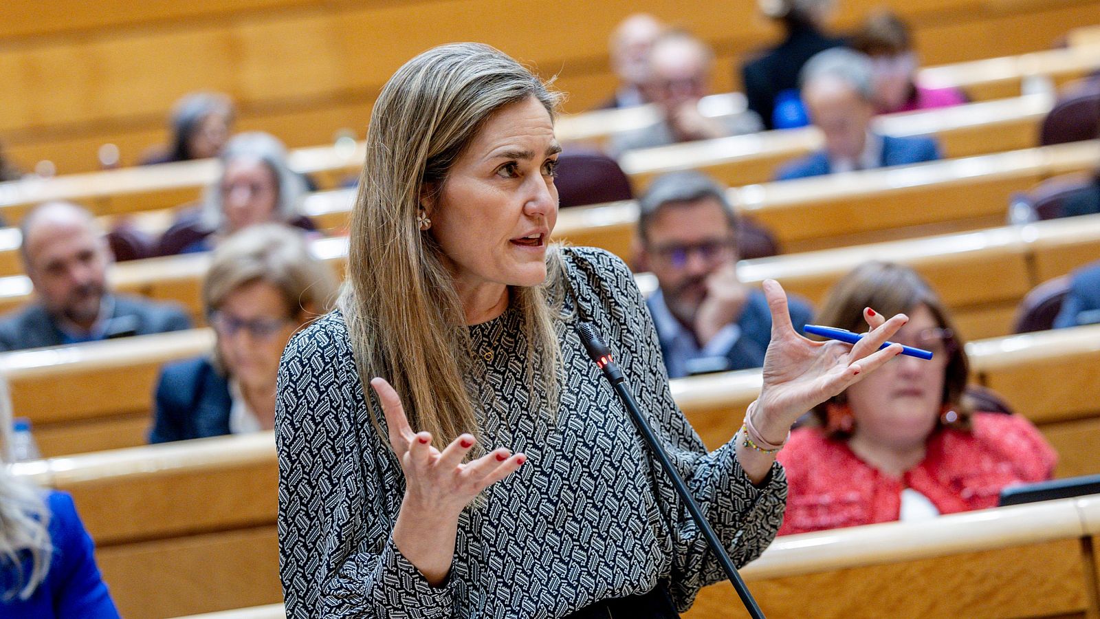 La ministra Sara Aagesen durante una comparecencia en el Senado