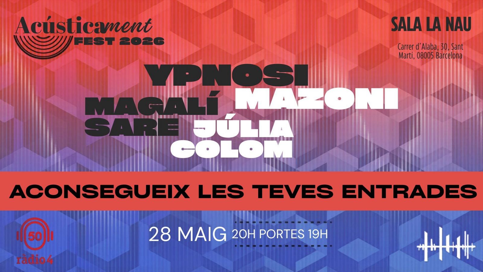 Vols assistir a l'Acústicament Fest 2026? Aconsegueix gratis les teves entrades!