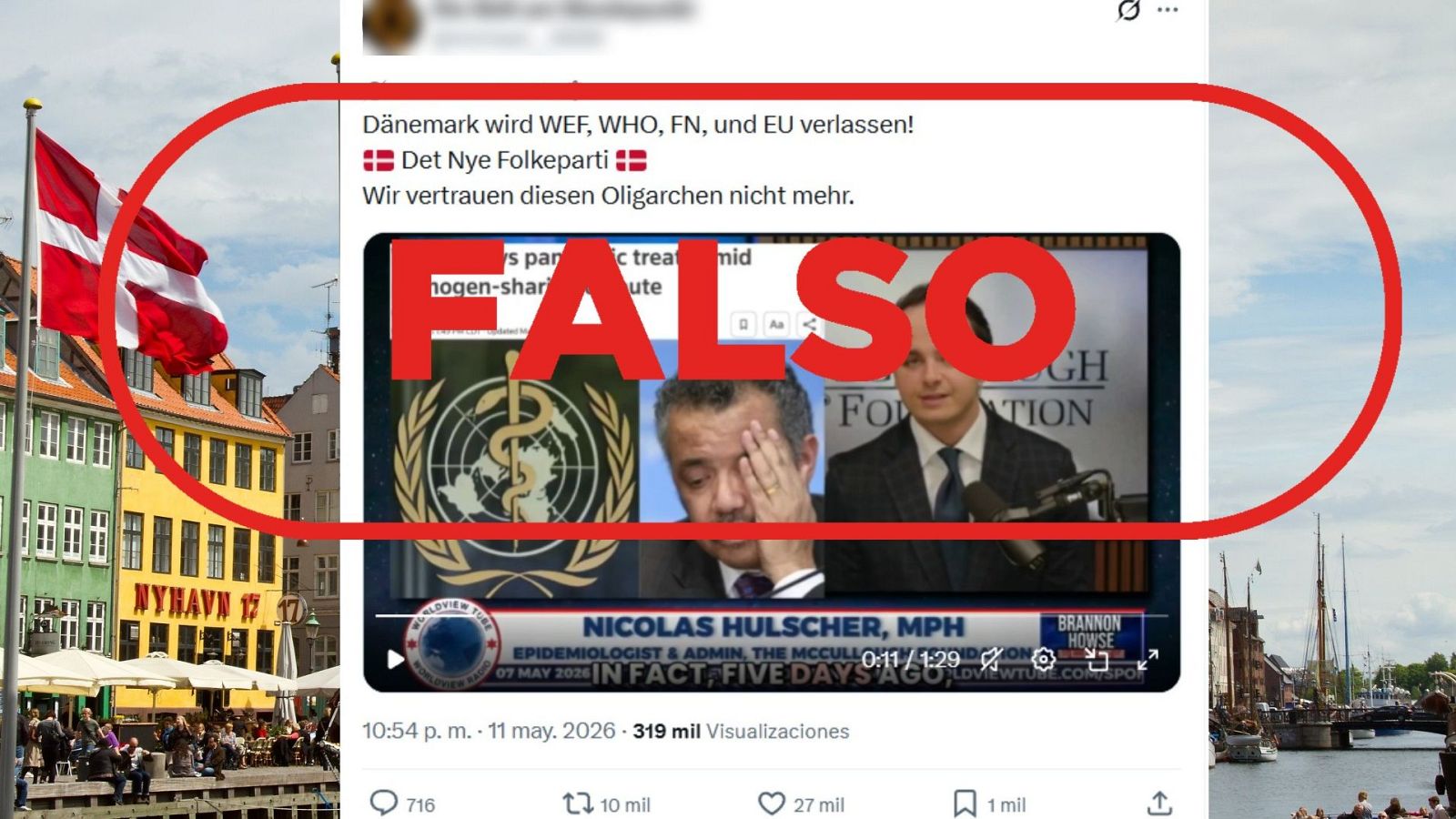 Dinamarca no ha anunciado su salida de la OMS, la ONU y la UE