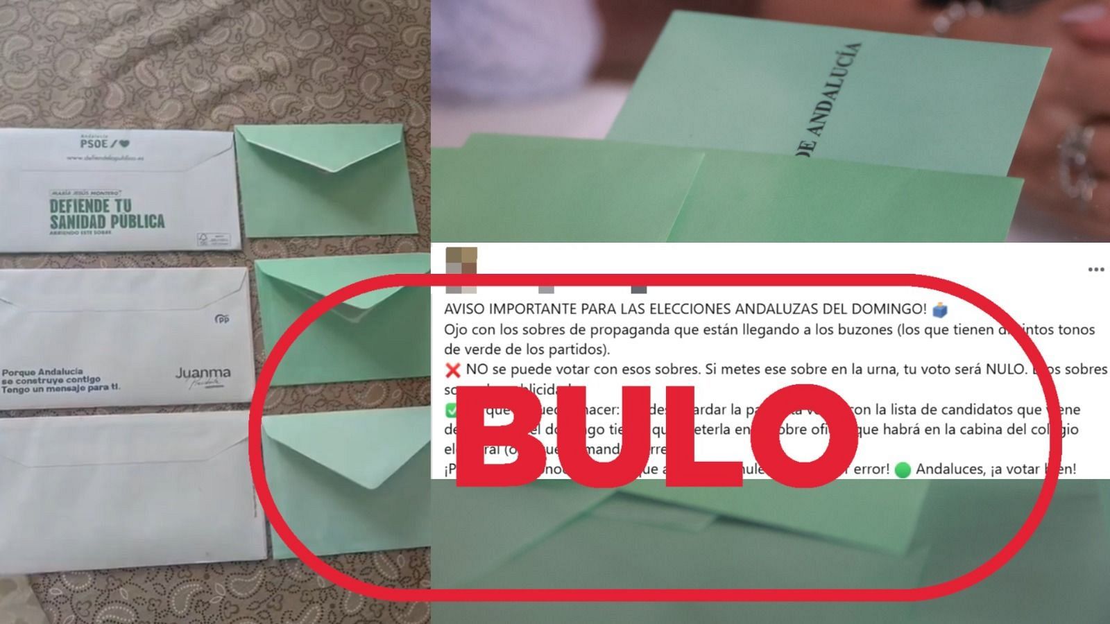 Bulos elecciones Andalucía 2026: las diferencias en el sobre no provocan voto nulo
