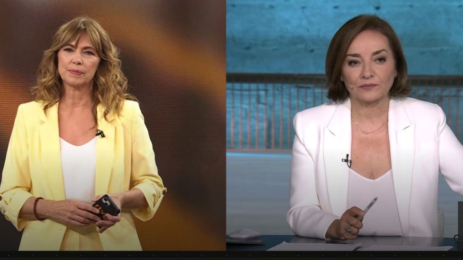 Alejandra Herranz y Pepa Bueno durante la noche electoral