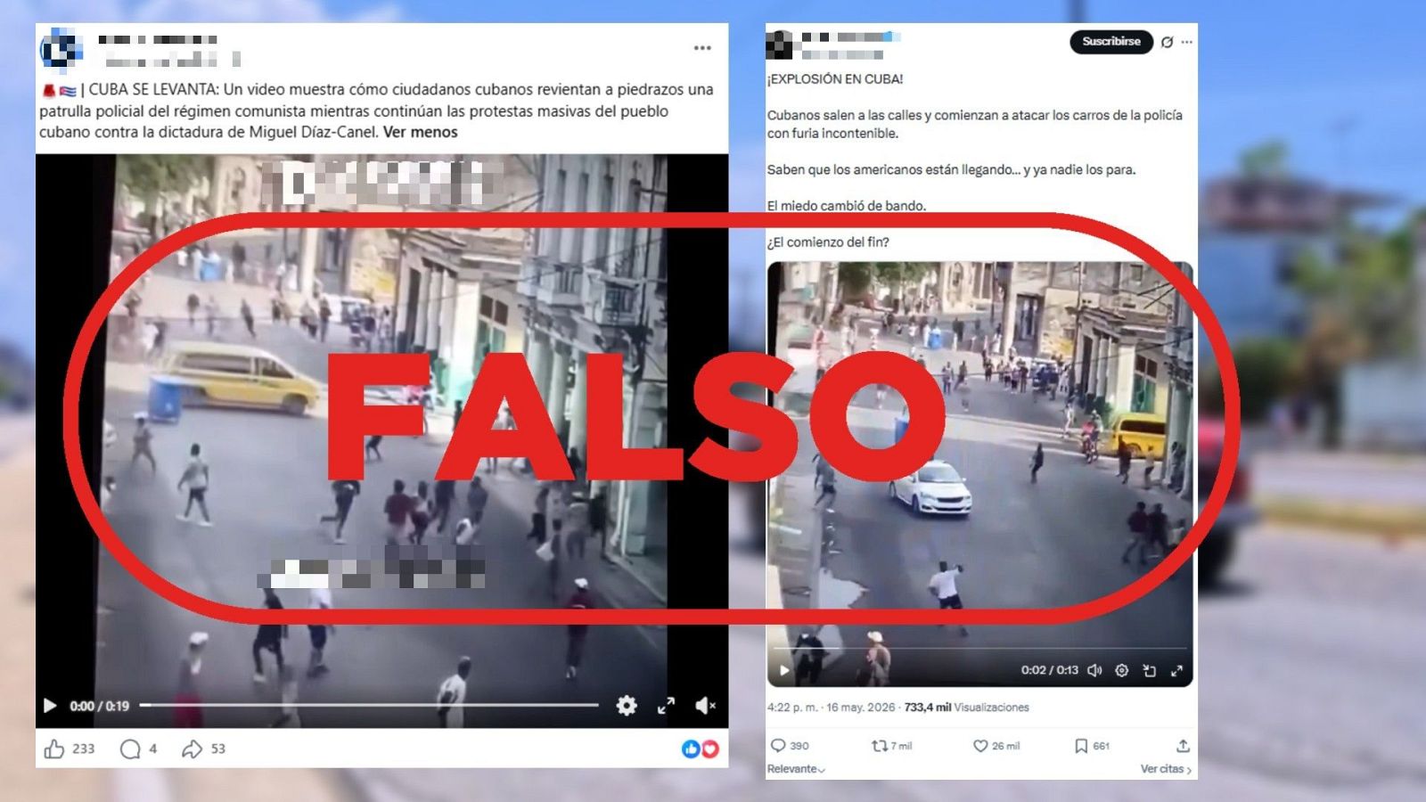 Cuba: no apedrean este coche de Policía en la actualidad, es un vídeo de 2021