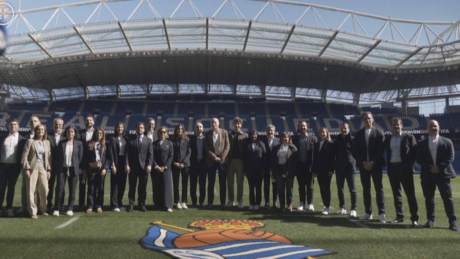La delegación de FIFA en una visita reciente al estadio de Anoeta