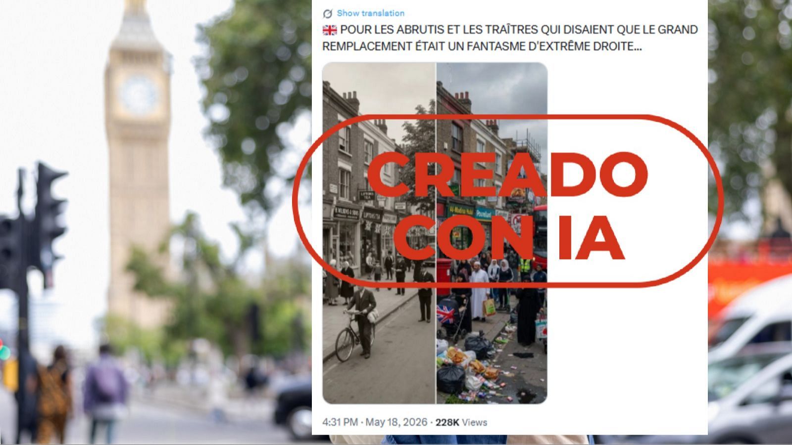 No es un barrio inglés antes y después de la llegada de inmigrantes, es IA