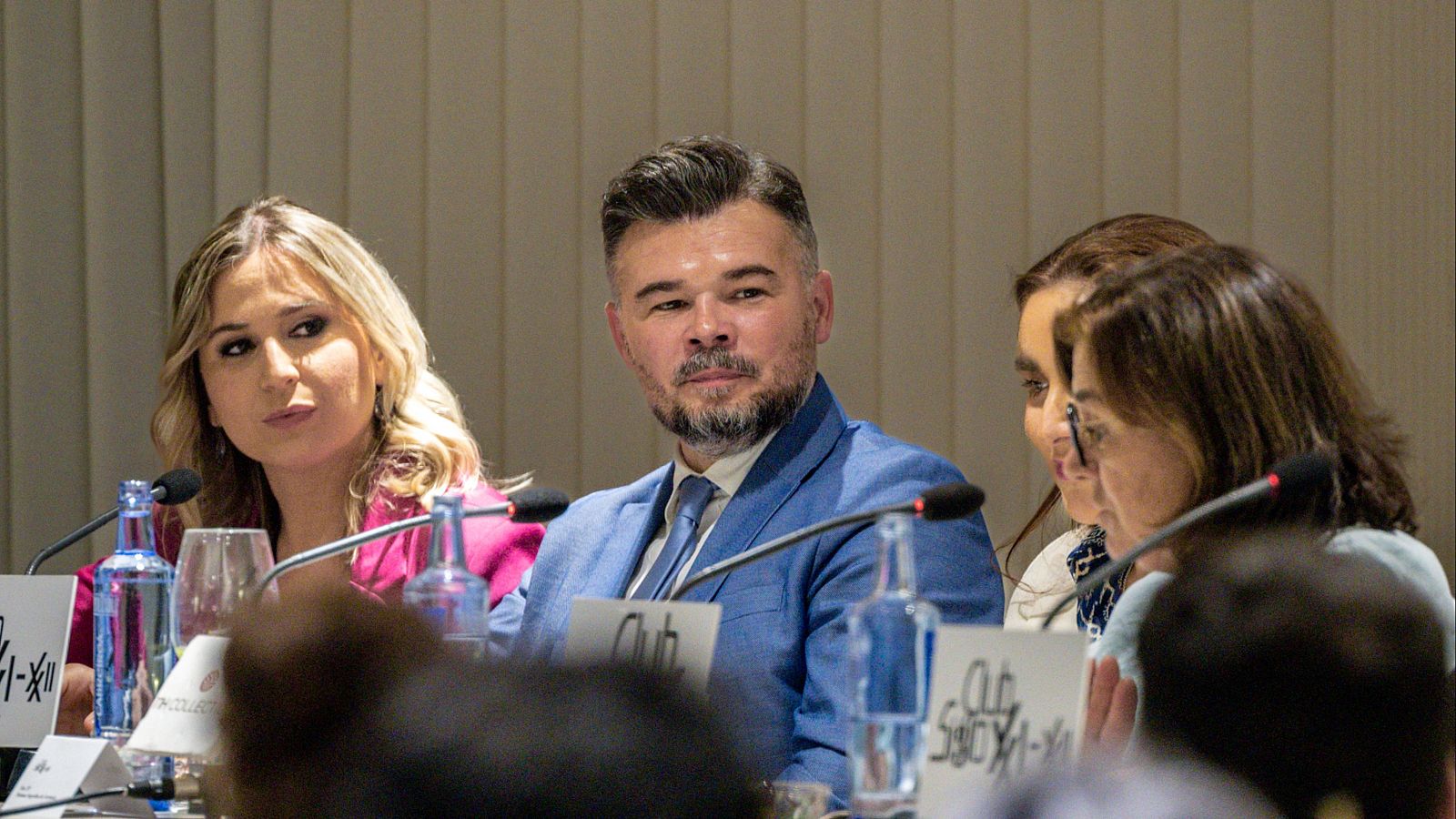 El portavoz de ERC en el Congreso, Gabriel Rufián, durante un coloquio organizado por el Club Siglo XXI en Madrid.