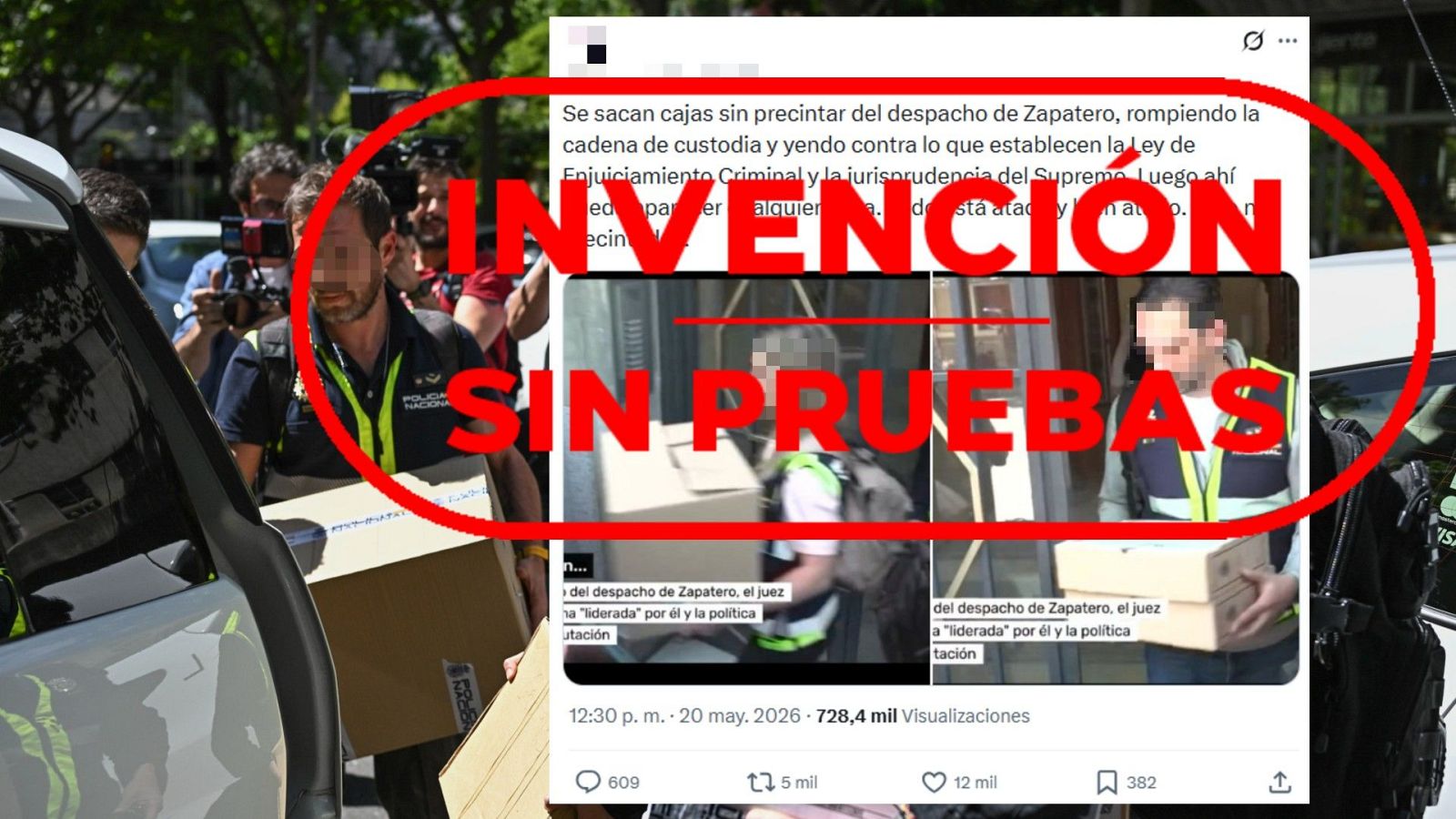 Esta foto no prueba que se rompa la cadena de custodia tras el registro a Zapatero