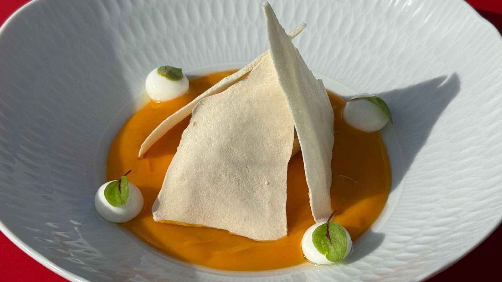 Receta de sopa de boniato y chocolate blanco con helado de vainilla en MasterChef 14