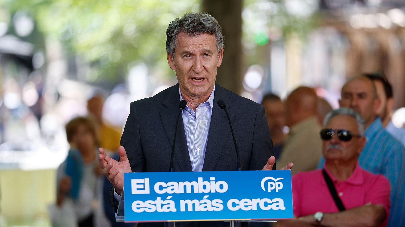 El presidente del Partido Popular, Alberto Núñez Feijóo, participa en un acto con motivo del 3º aniversario de las elecciones municipales y autonómicas, este jueves en Leganés.
